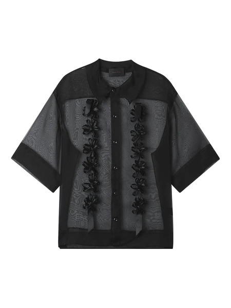  Simone Rocha Floral Appliqué Shirt - Black 