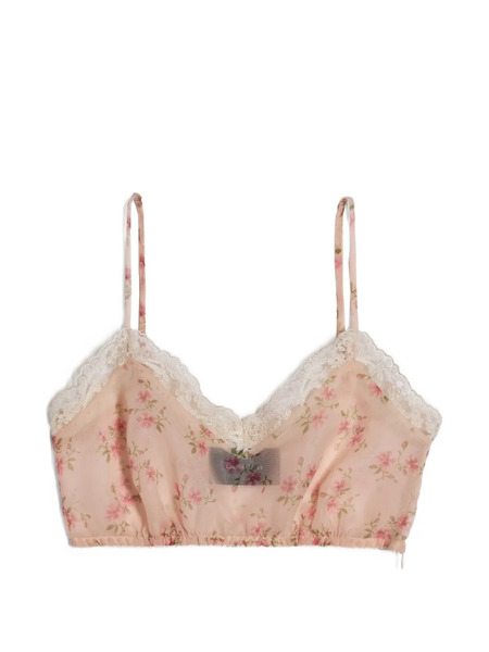  Simone Rocha Floral Lace Bralette - Pink 