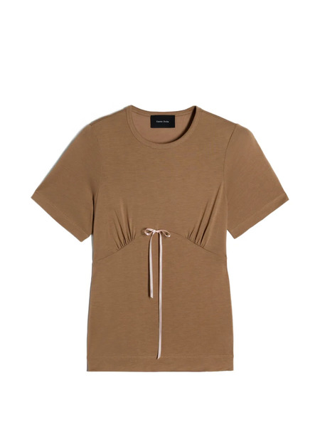  Simone Rocha Gathered Bust Bow T-shirt - Brown 