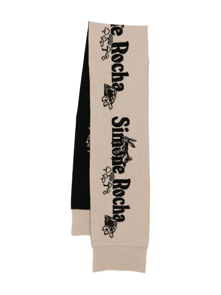  Simone Rocha Graphic-print Knitted Scarf - Neutrals 