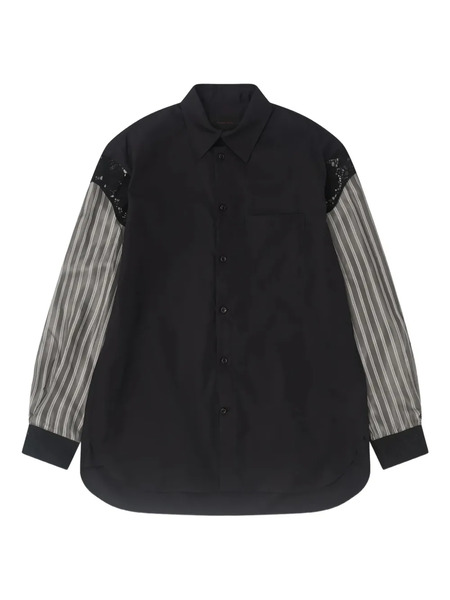  Simone Rocha Lace-paneled Striped Shirt - Black 