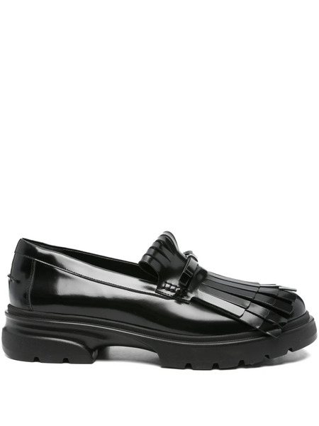  Simone Rocha Low Tracker Fringe Leather Loafers - Black 