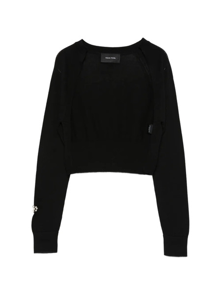 Simone Rocha Pearl Embellished Cardigan - Black 