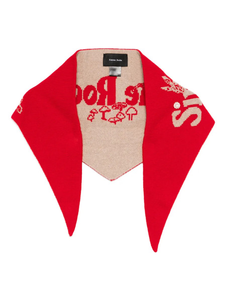  Simone Rocha Pearl-embellished Logo Scarf - Red 