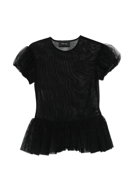  Simone Rocha Ruffled Puff-sleeve Top - Black 