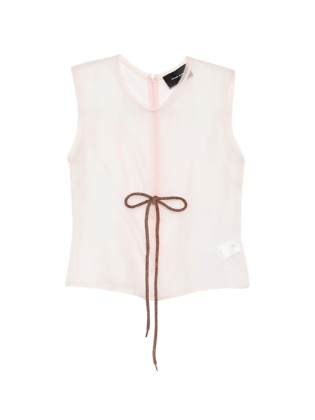  Simone Rocha Sheer Frayed Contour Top - Neutrals 