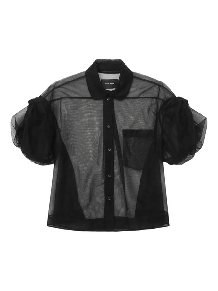  Simone Rocha Sheer Puff-sleeve Shirt - Black 