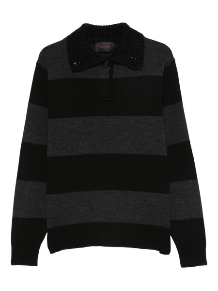  Simone Rocha Striped Polo Sweater - Black 