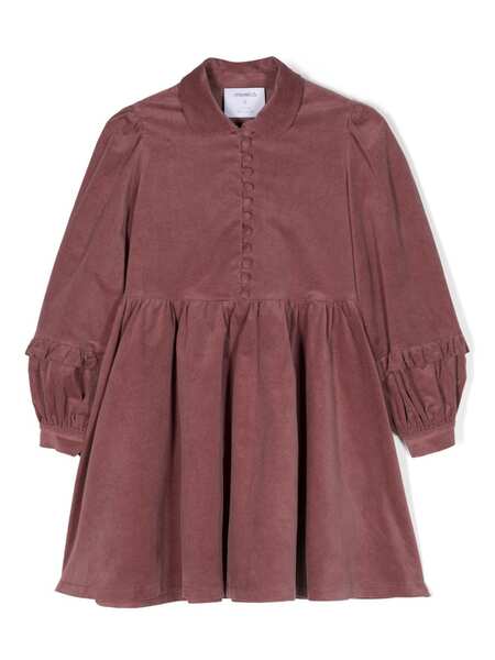  Simonetta Band-collar Button-up Dress - Purple 