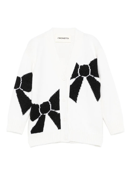  Simonetta Bow-pattern Wool Cardigan - White 