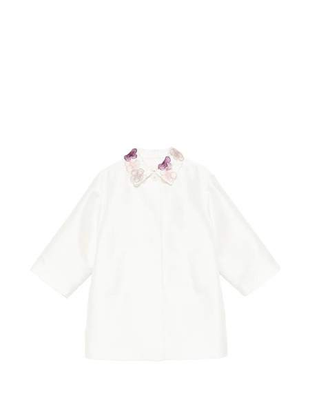  Simonetta Floral-appliqué Coat - Neutrals 