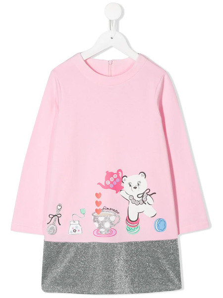 Simonetta Glitter Hem Sweatshirt Dress - Pink 