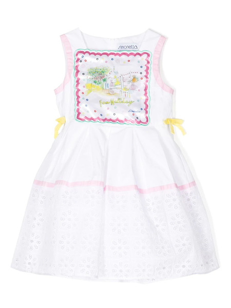  Simonetta Graphic Print Dress - White 
