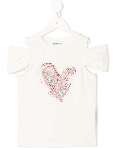  Simonetta Heart Cold Shoulder T-shirt - White 