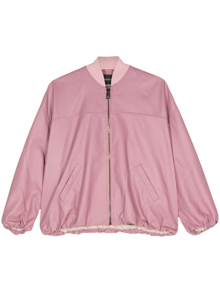  Simonetta Ravizza Leather Zipped Bomber Jacket - Pink 