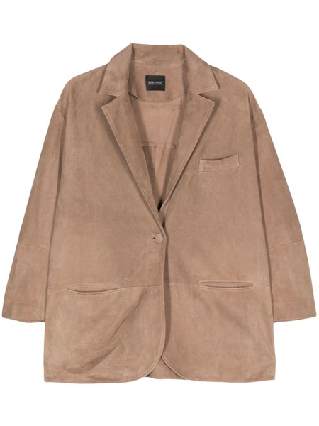  Simonetta Ravizza Suede Single-breasted Blazer - Neutrals 