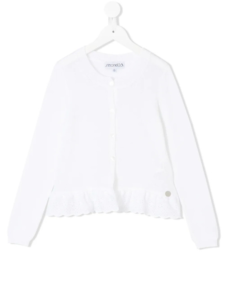  Simonetta Ruffled Buttoned Cardigan - White 