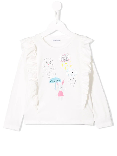  Simonetta Ruffled Long Sleeve Top - White 