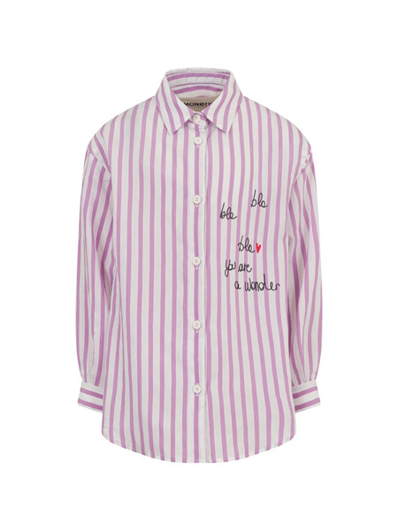  Simonetta Striped Bow Shirt - Purple 