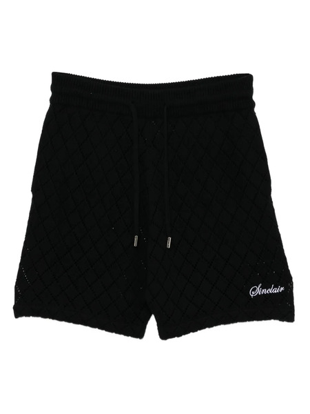  Sinclair Diamond-pattern Knit Shorts - Black 