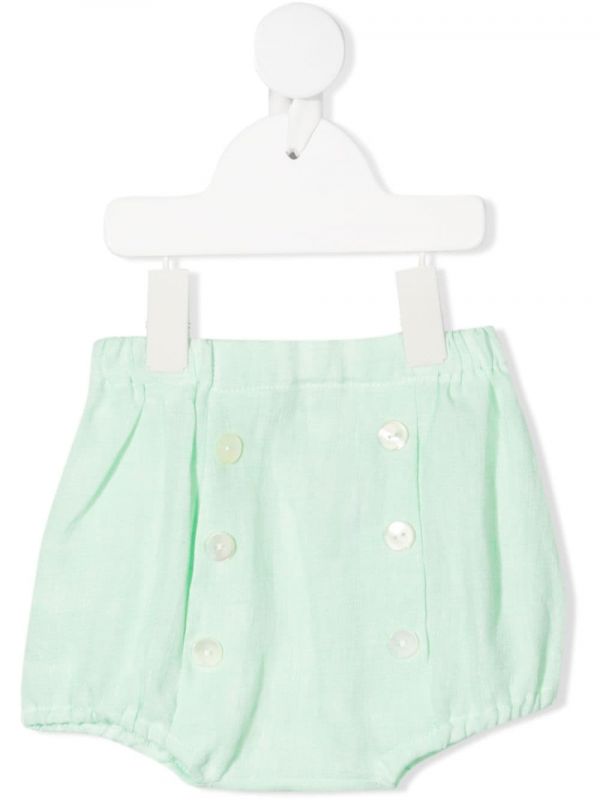  Siola Button-up Linen Shorts - Green 