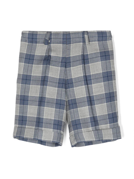  Siola Plaid Wool Shorts - White 