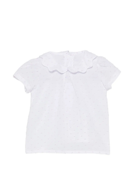  Siola Scalloped Dotted Blouse - White 