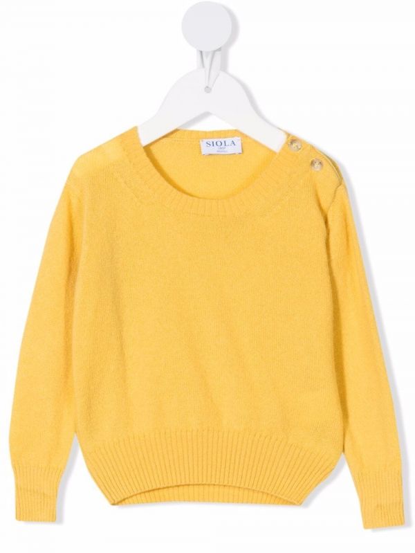  Siola Shoulder-button Knitted Jumper - Yellow 