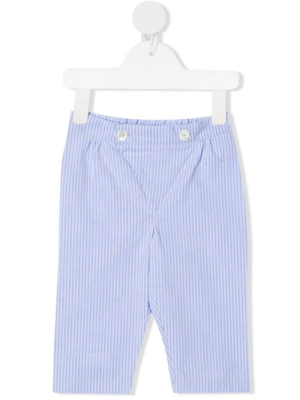  Siola Stripe-pattern Cotton Trousers - Blue 