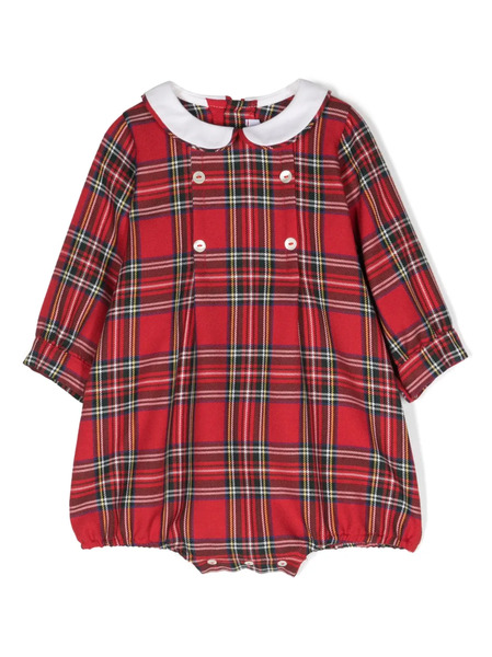  Siola Tartan-check Long-sleeve Romper - Red 