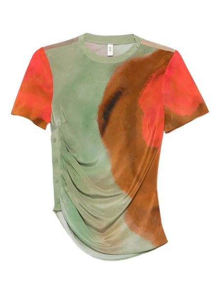  Sir. Print Buttoned Top - Green 