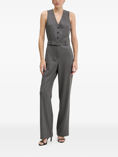  Sisley Belted Buttoned Jumpsuit - Grey 