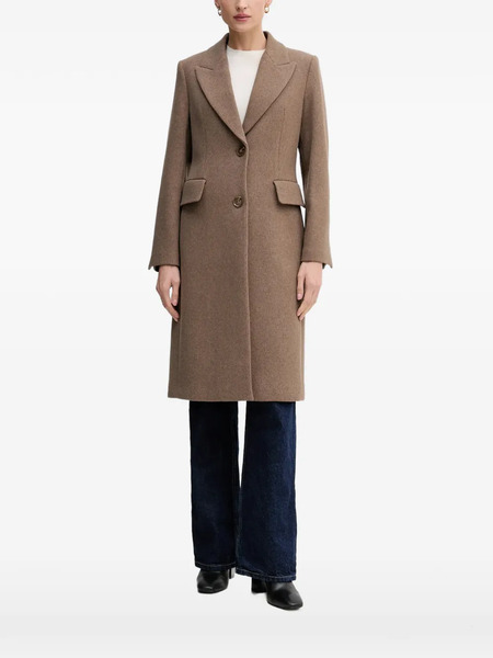  Sisley Buttoned Flap-pockets Single-breasted Coat - Brown 