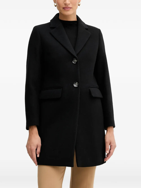  Sisley Buttoned Pocketed Single-breasted Coat - Black 