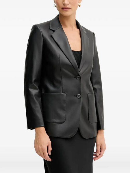  Sisley Faux-leather Blazer - Black 