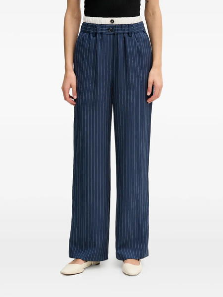 Sisley Pinstripe Buttoned Trousers - Blue 