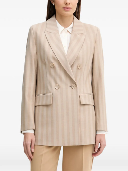  Sisley Striped Double-breasted Blazer - Neutrals 