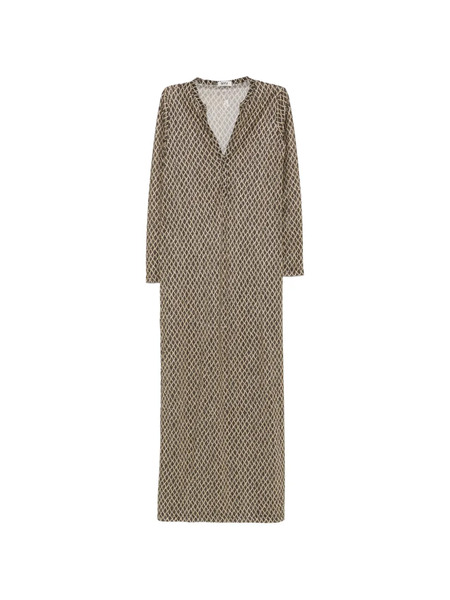  Siyu V-neck Patterned Maxi Dress - Brown 