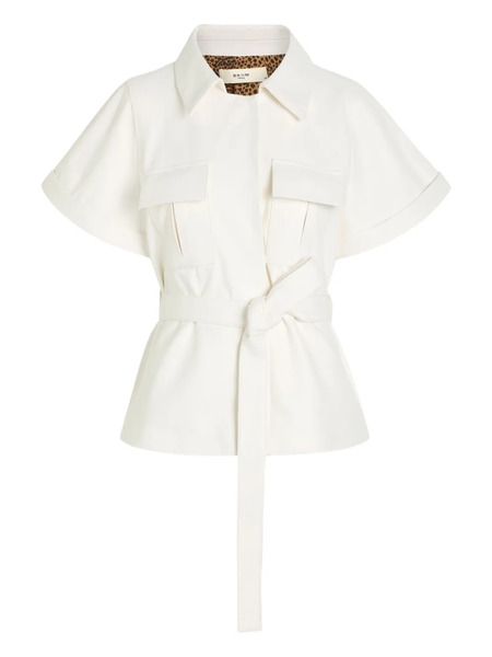  Skiim Belted-waist Flap-pocket Jacket - White 