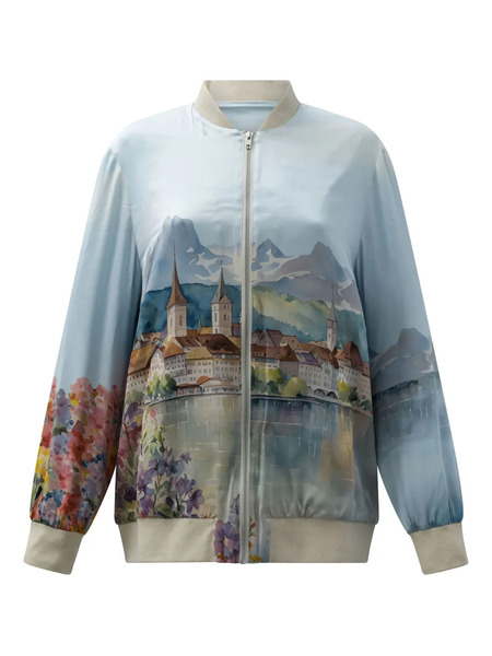 Sleep No More Zip Print Jacket - Blue 