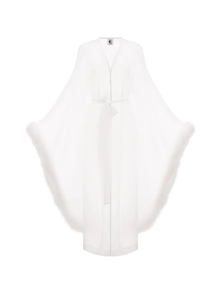  Sleeper Afrodita Feather-trim Robe - White 