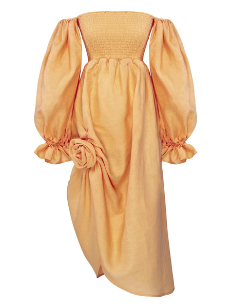  Sleeper Atlanta Off-the-shoulder Smocked Dress - Orange 