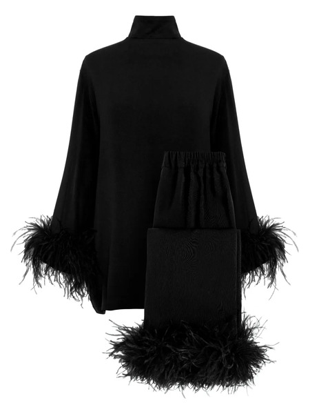  Sleeper Feather-trim Pyjama Set - Black 