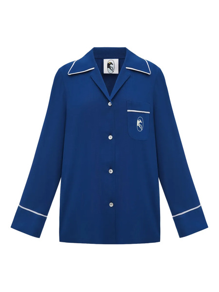  Sleeper Finnegan Piped Pajama Shirt - Blue 