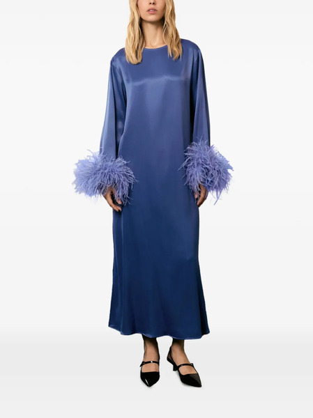  Sleeper Suzi Detachable-feathers Maxi Dress - Blue 