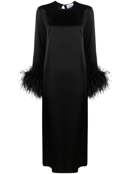  Sleeper Suzi Feather-cuffs Maxi Dress - Black 