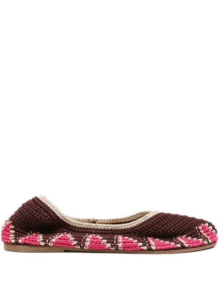  Slo_hand_made Crochet Ballet Flats - Brown 