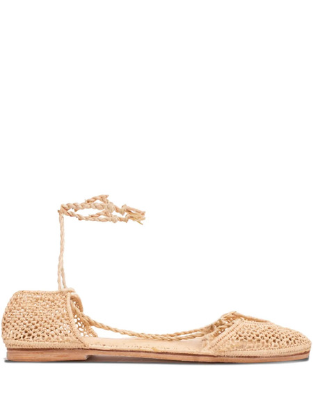  Slo_hand_made Raffia-crochet Ballet Flats - Neutrals 
