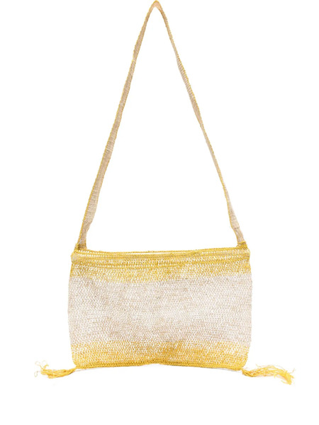  Slo_hand_made Tasselled Net Messenger Bag - Yellow 