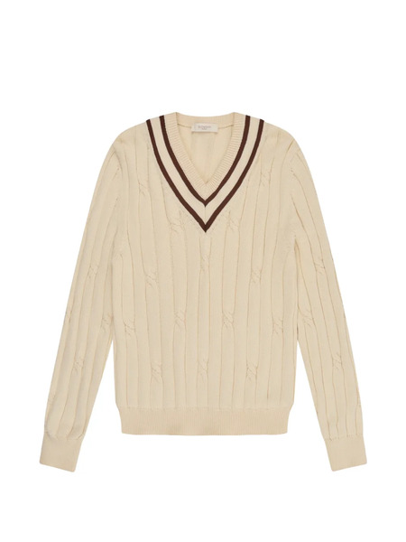  Slowear Braided V-neck Sweater - Neutrals 